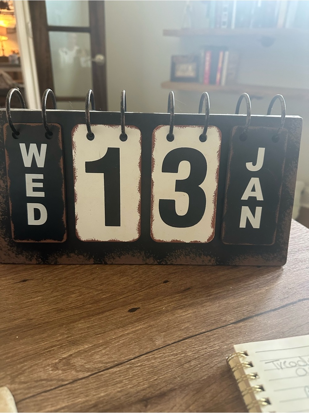 Perpetual Flip Calendar - Black and Cream Desk Date Display